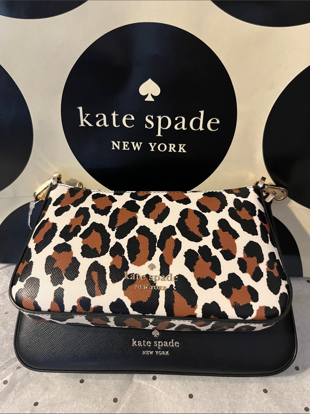 kate spade Leopard Print Convertible Crossbody Bag - Brown/Black/White